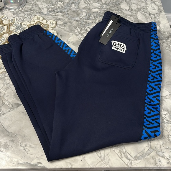 NWT Versace Greca BlueNavy + Sapphire Joggers - Picture 2 of 10